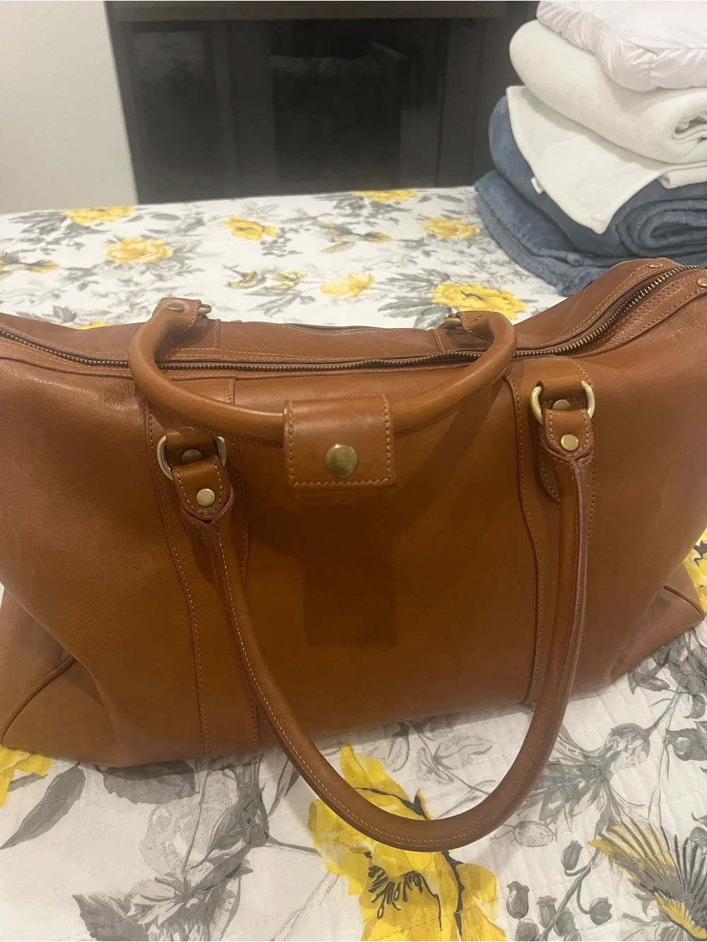Italian Vintage leather Men travel bag
